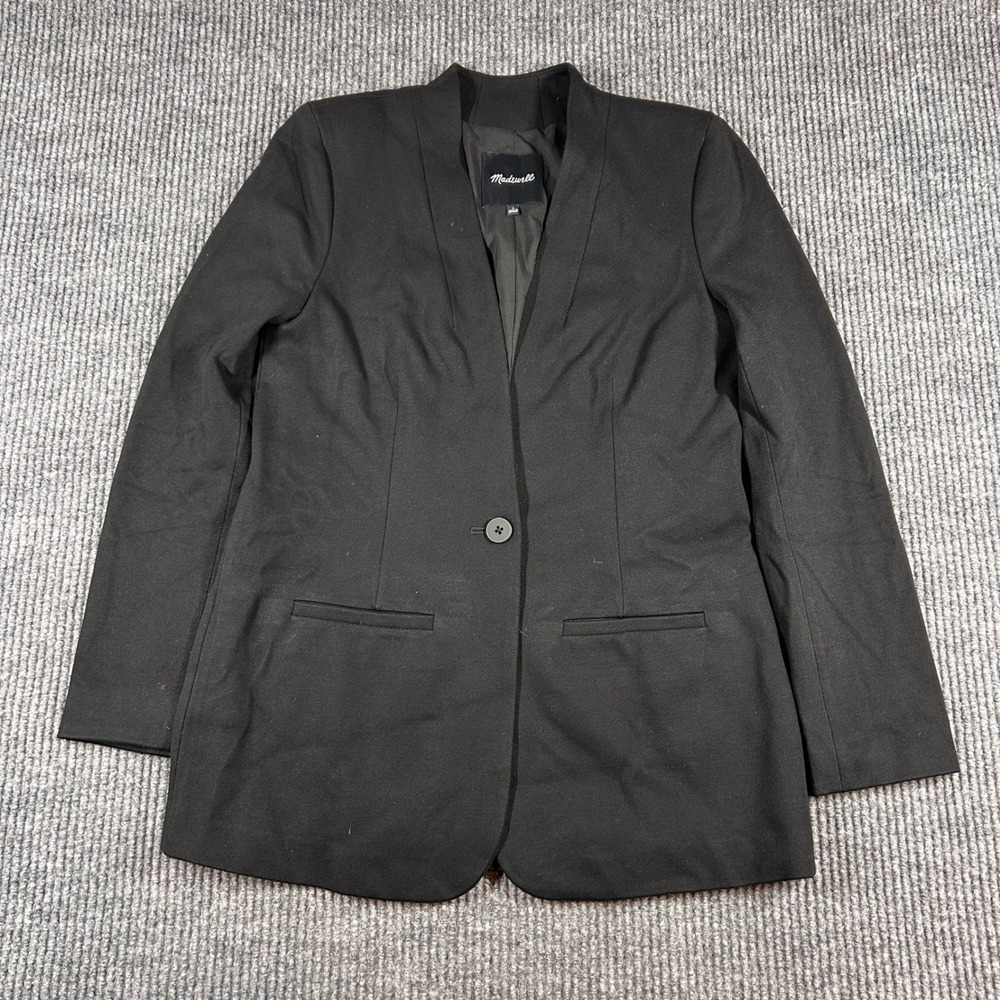 Madewell Jacket Women's‎ 4 Womens Black One Button Shawl Collar Blazer G0684